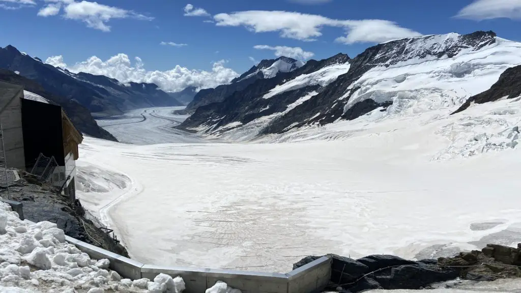 view of Aletsch Glacier, Europe's longest glacier Aplins in the Alps
