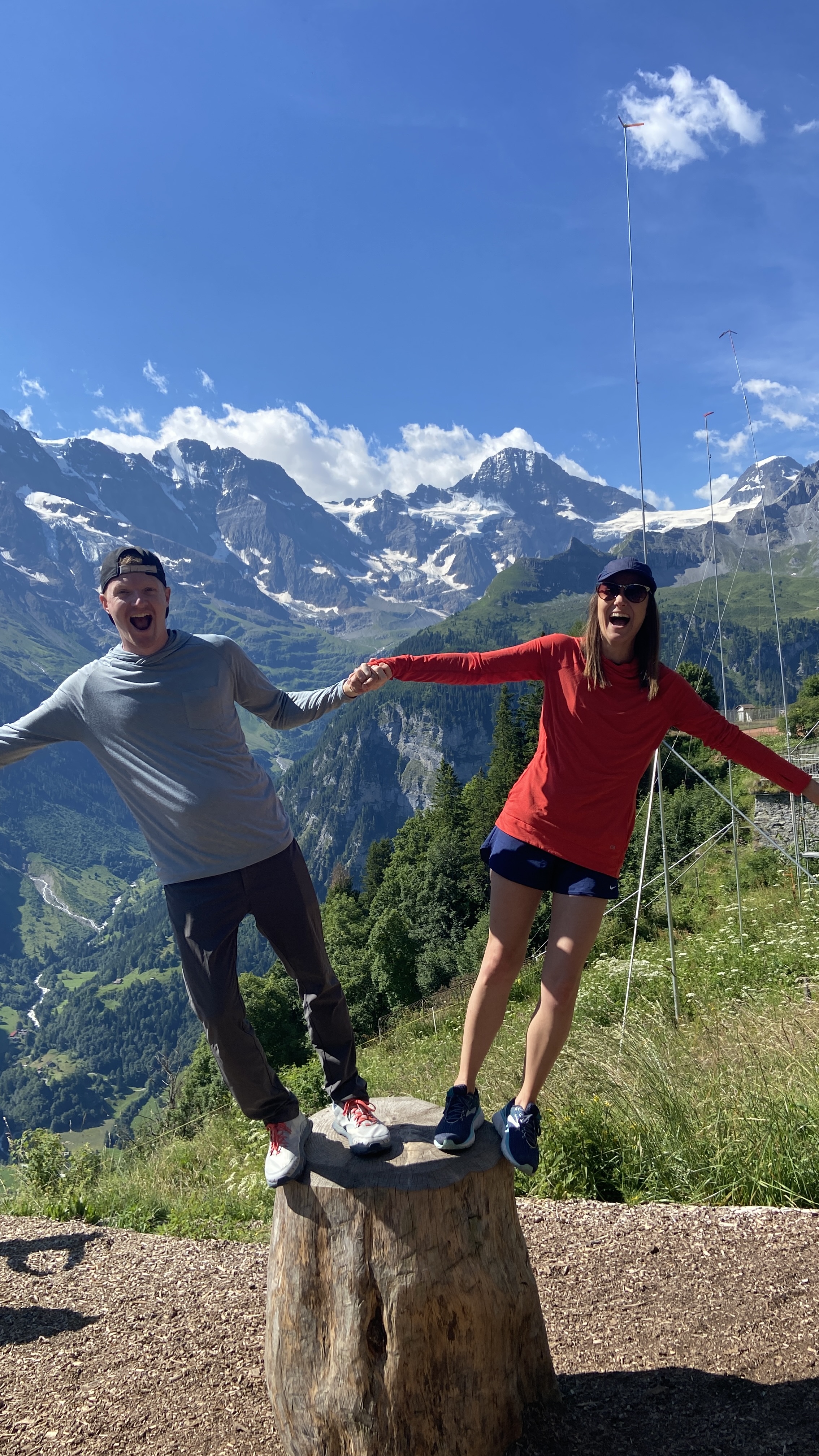Jana and Brett Aplin Aplins in the alps in Murren Switzerland