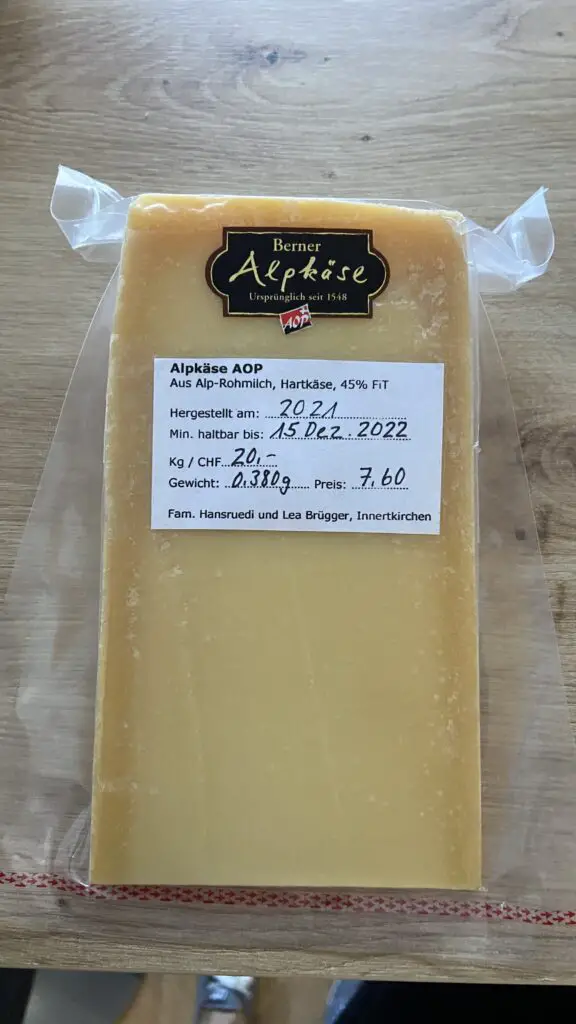alpkase alp cheese from a farm fridge in interlaken switzerland wilderswil aplins in the alps eat swiss foods
