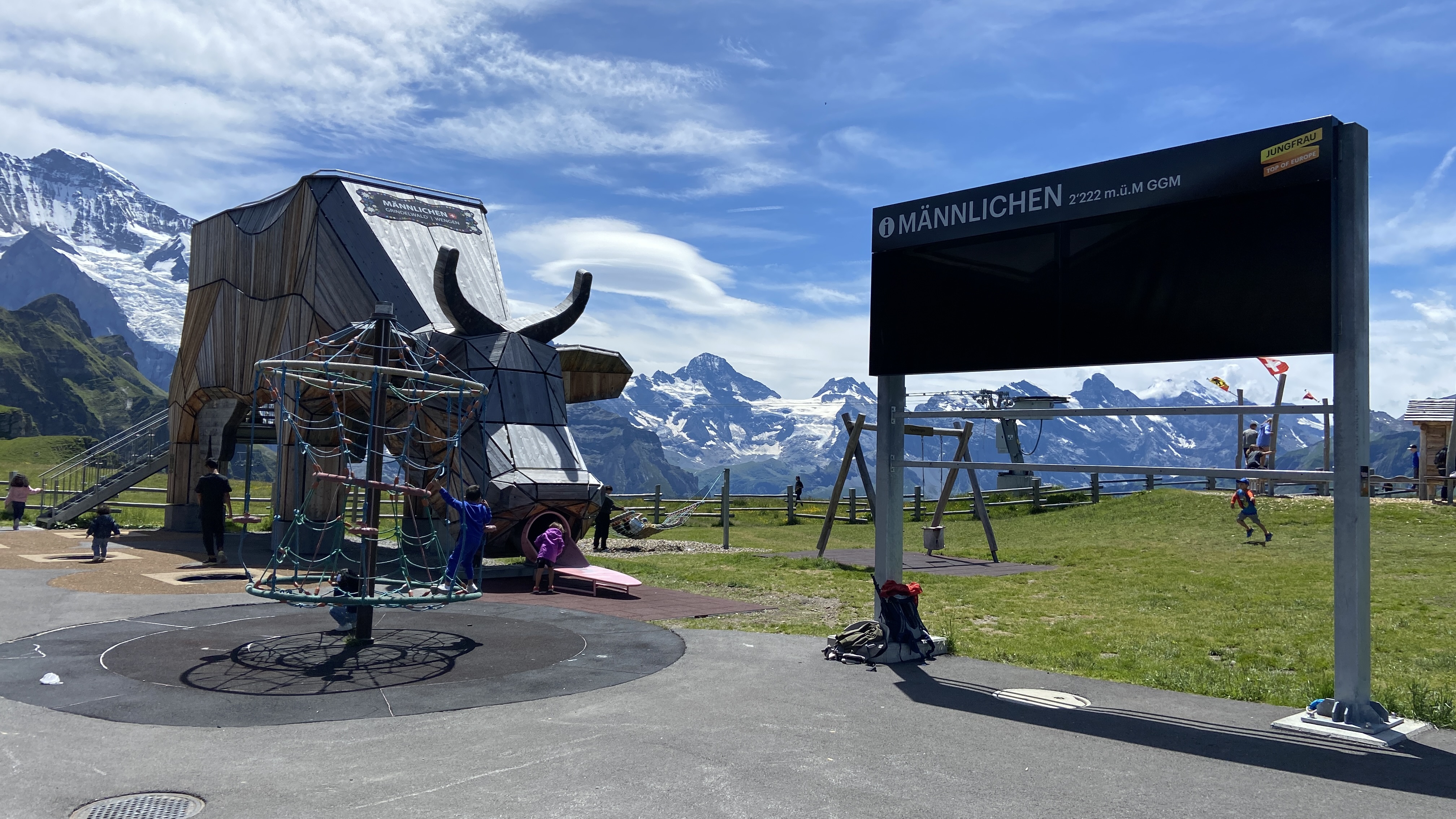 Mannlichen playground above Lauterbrunnen Valley and Grindelwald Switzerland