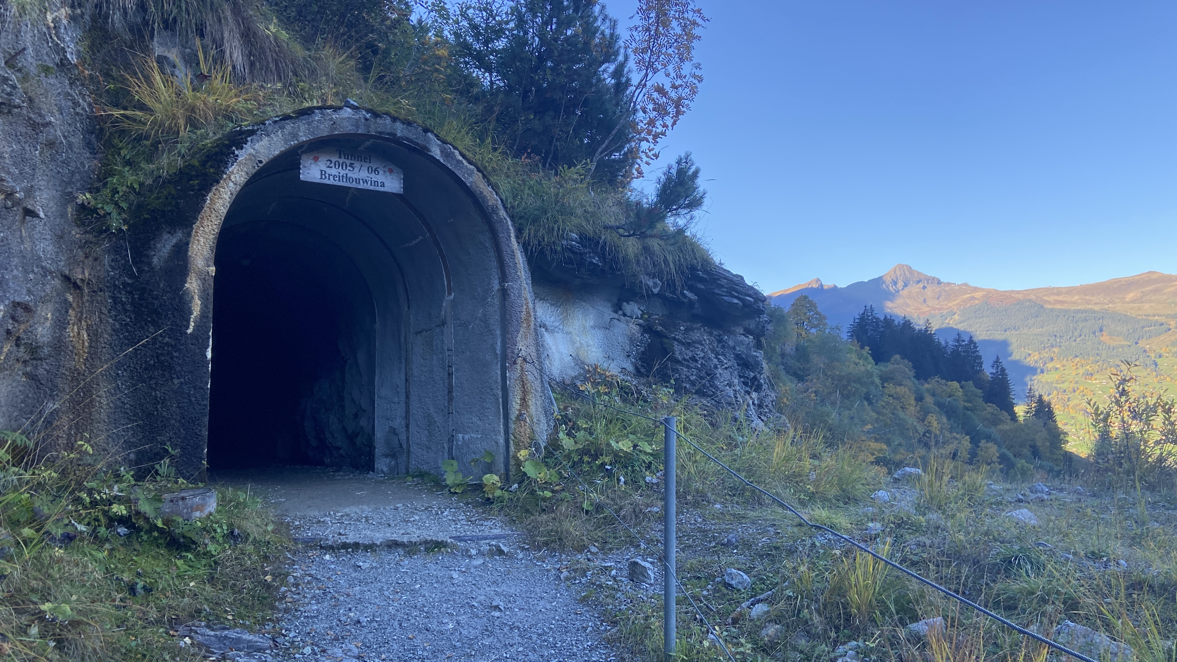 Breitlouwina Tunnel while hiking in Switzerland from Grindelwald to Pfingstegg