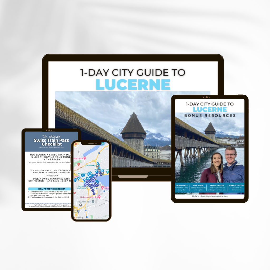 1 Day City Guide to Lucerne Switzerland bonus bundle by Aplins in the Alps