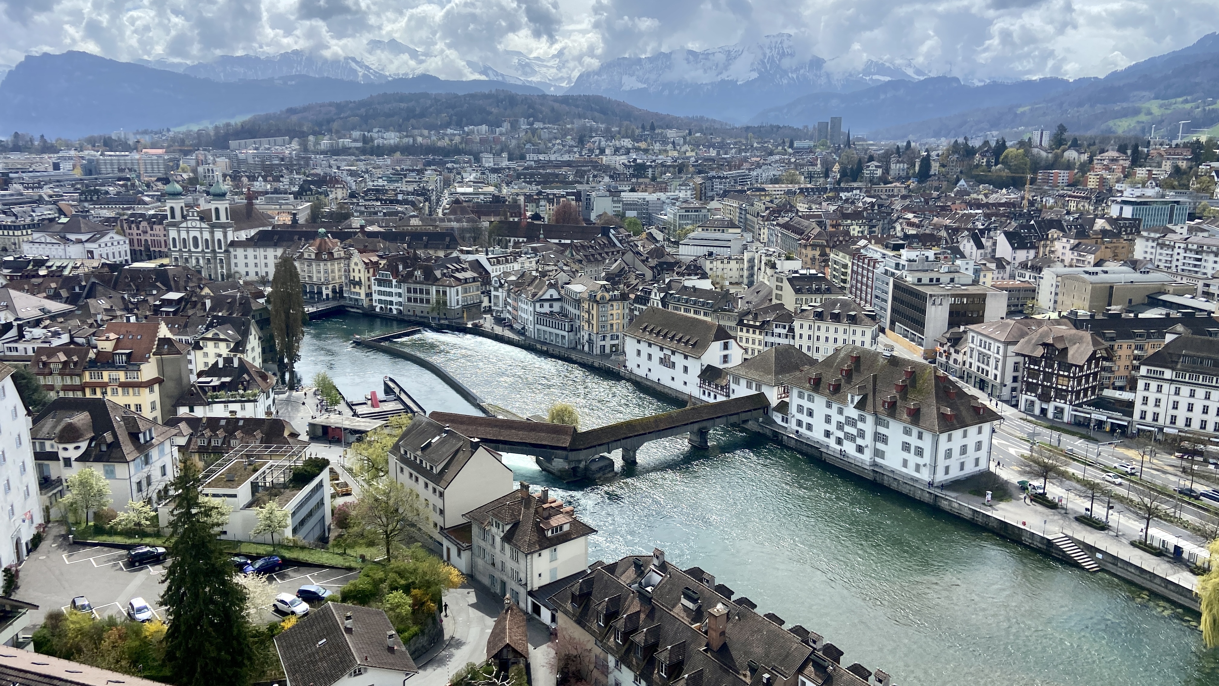 lucerne switzerland view from mannliturm musegg wall tower