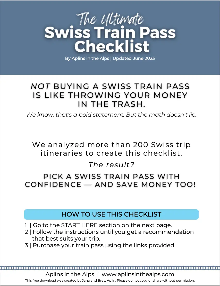 Swiss rail pass checklist free download by Aplins in the Alps