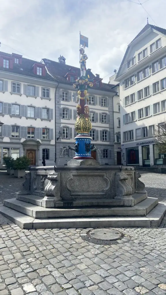 kappellplatz fountain in lucerne switzerland old town