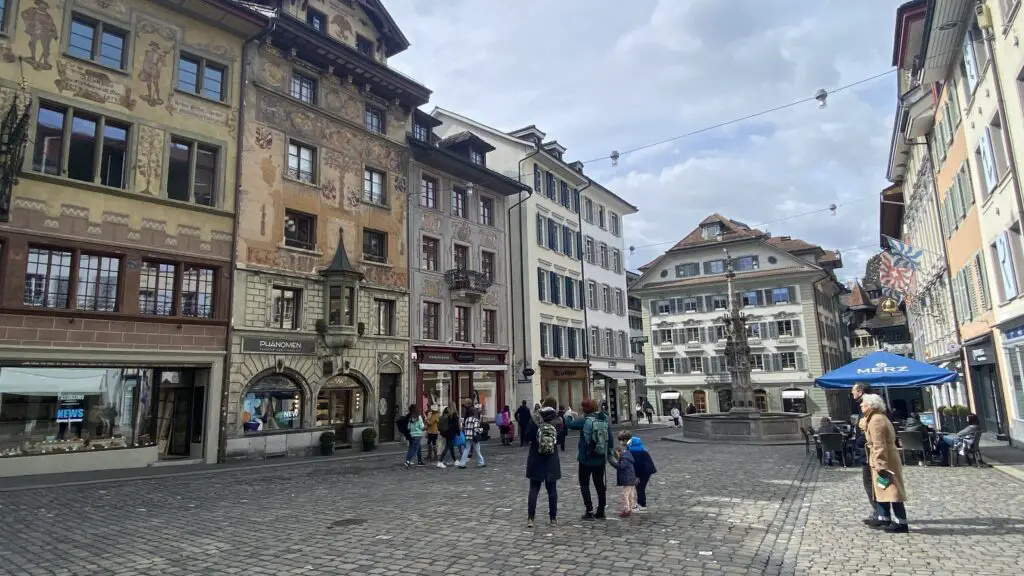 old town lucerne painted squares weinmarkt