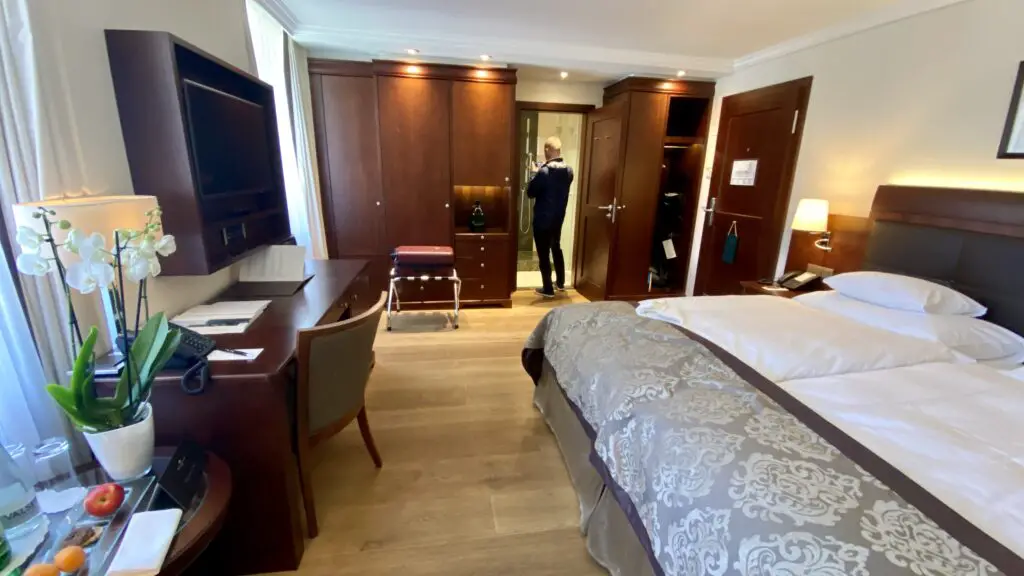 bedroom of mont cervin palace 5 star hotel in zermatt switzerland
