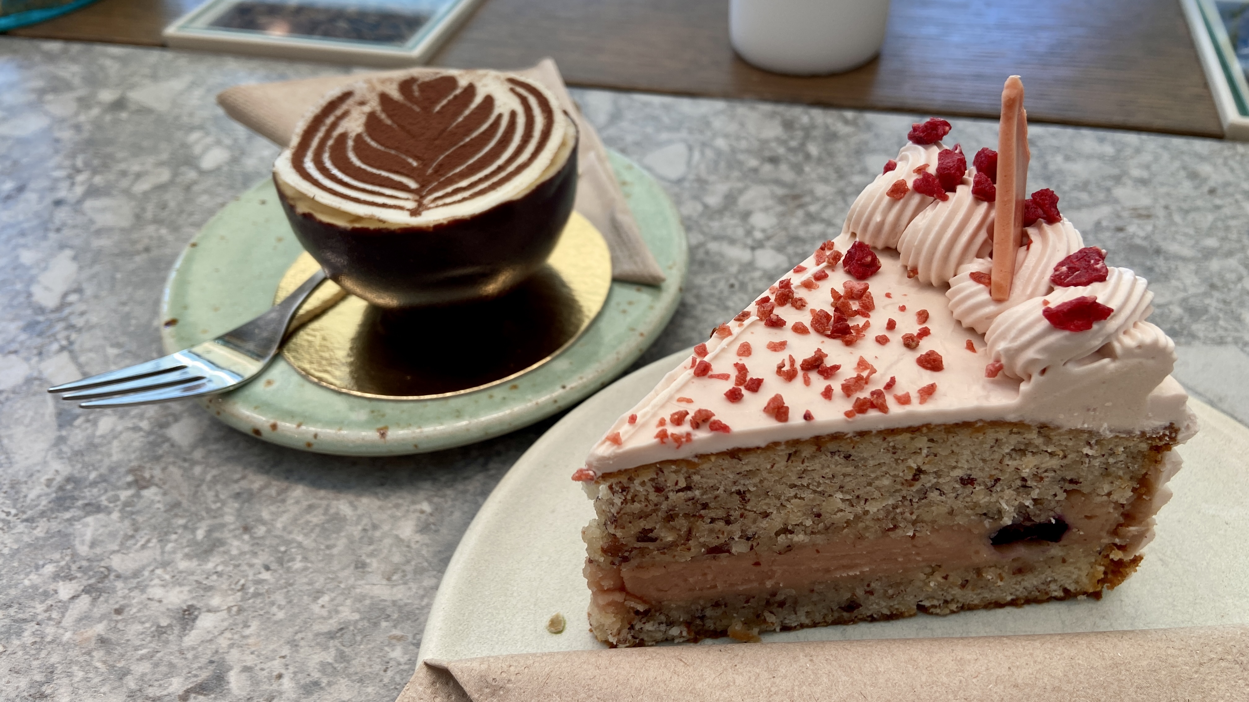 raspberry cake and tiramisu from zermatt cafe