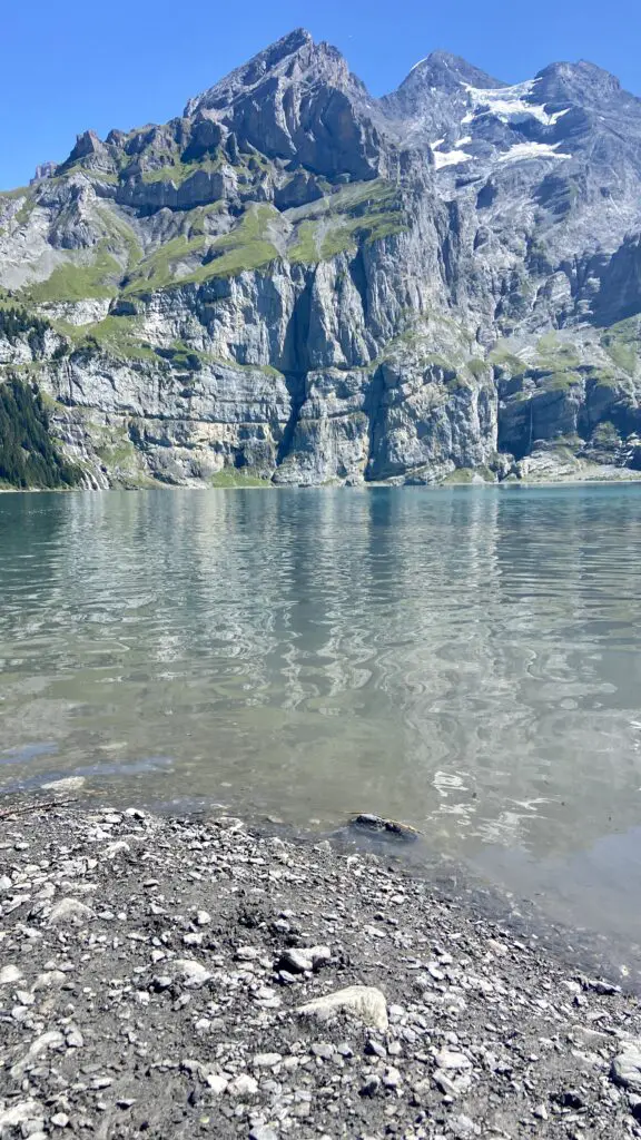 Oeschinensee swiss lake for swimming near kandersteg and interlaken