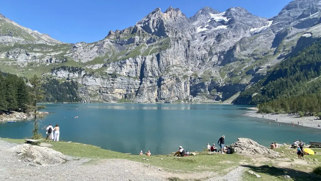 beach at oeschinensee switzerland