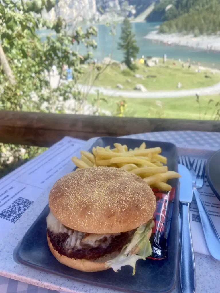 burger from mountain hotel oeschinensee restaurant