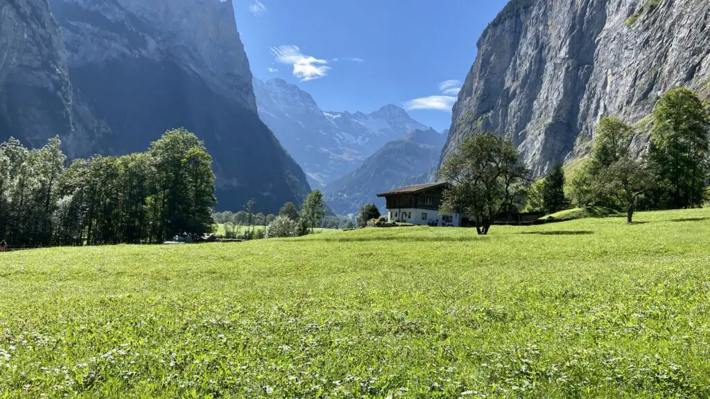 view from the picnic spot in Lauterbrunnen Valley
