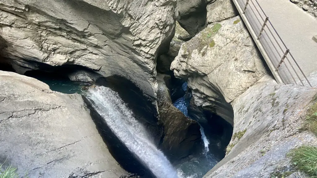 view of Trummelbach Falls in Lauterbrunnen Valley