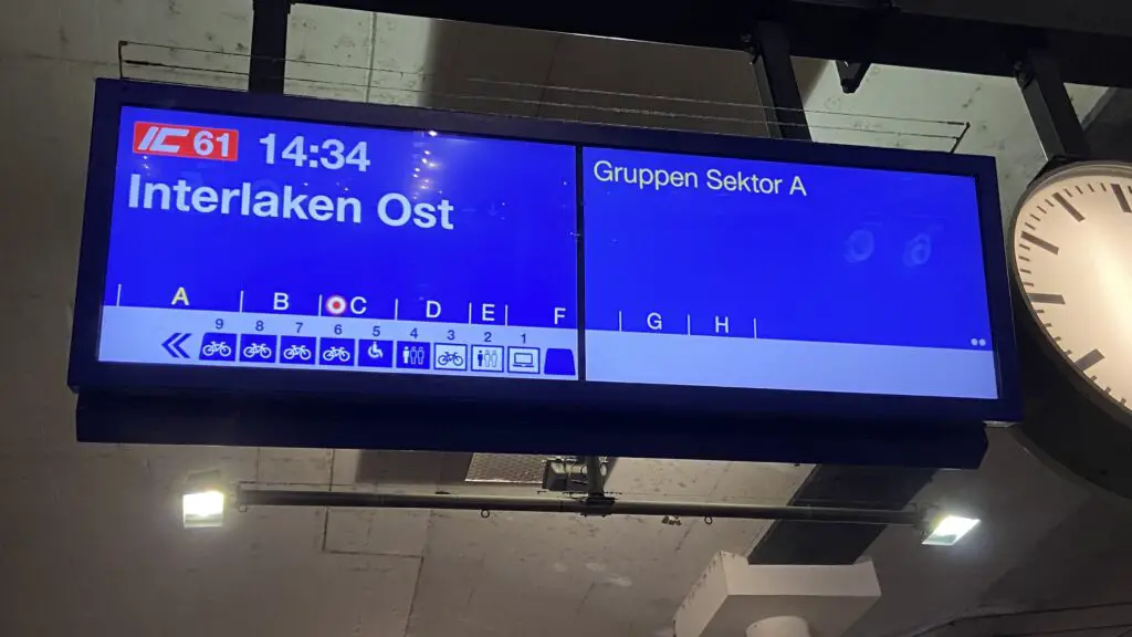 platform display board on platform bern switzerland