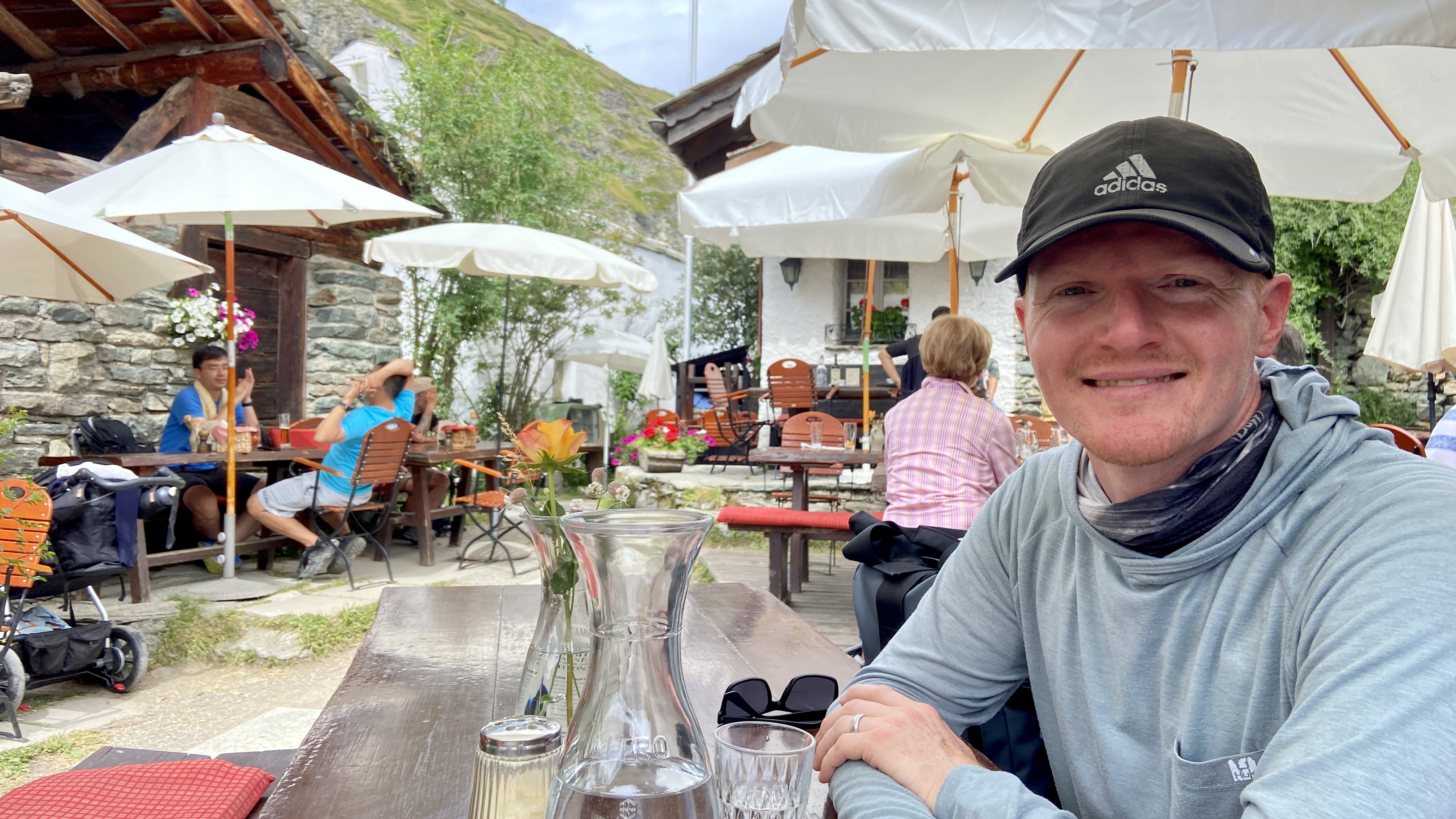 brett eating at a restaurant in zum see zermatt switzerland
