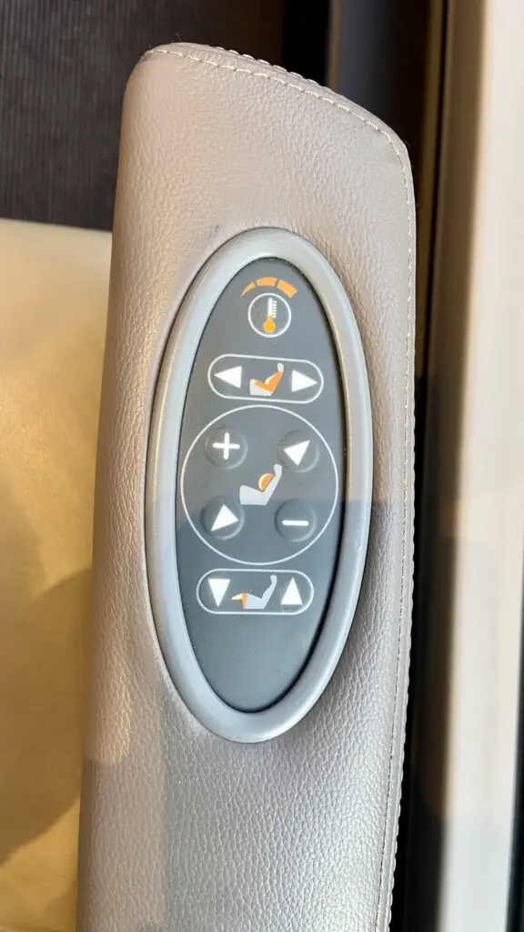 heated seats and seat adjustments on the goldenpass express prestige class