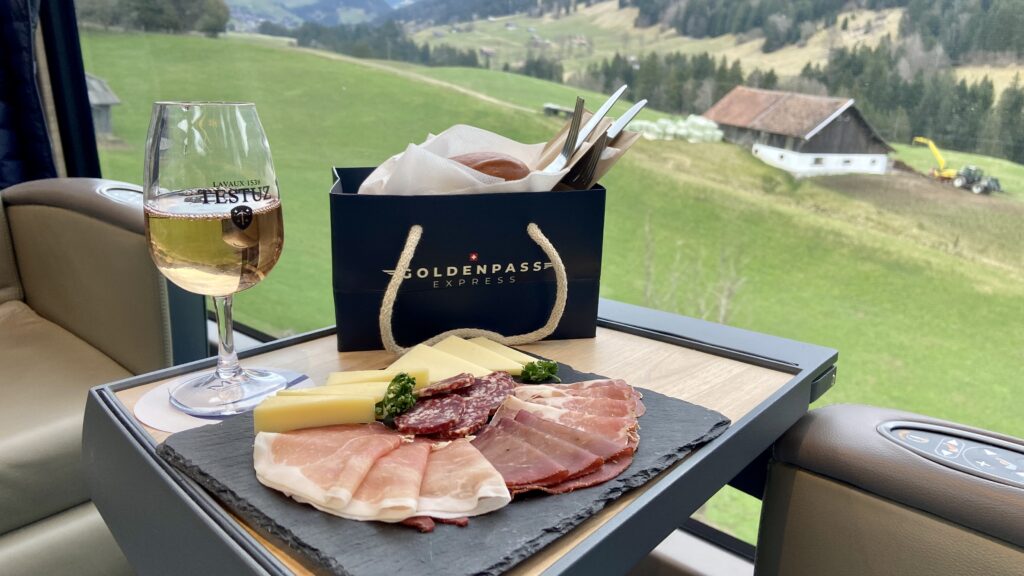 goldenpass express food meat and cheese platter with swiss wine swiss cheese swiss meat swiss bread
