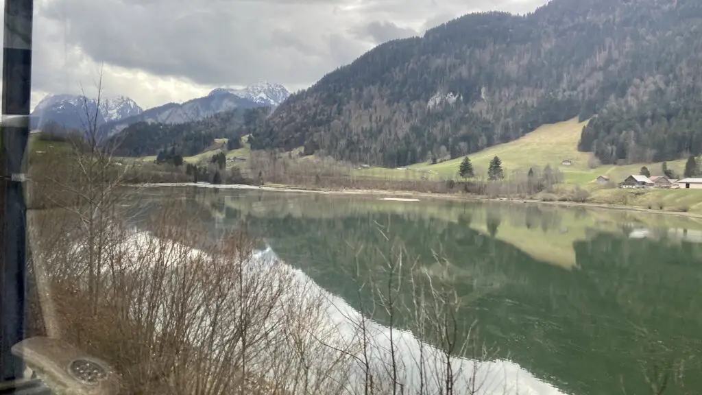 lake views from prestige class on the panoramic train in switzerland goldenpass express