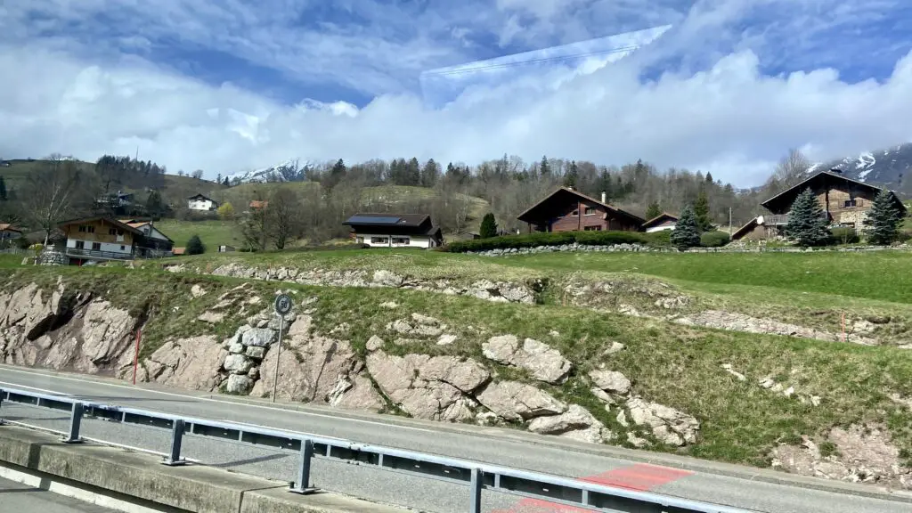 view of swiss villages from the goldenpass express route