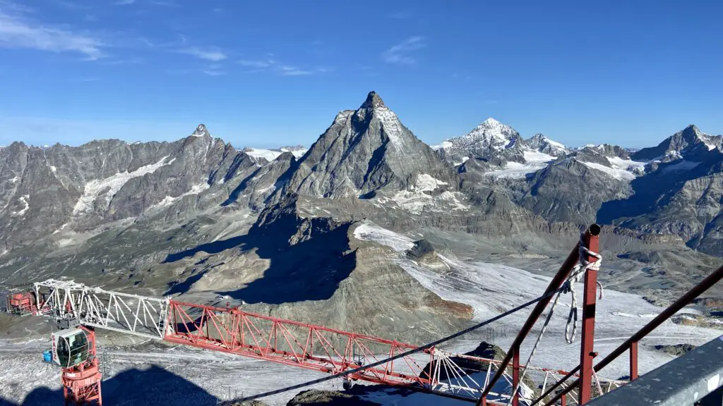 view of the matterhorn mountain from matterhorn glacier paradise viewing platform

