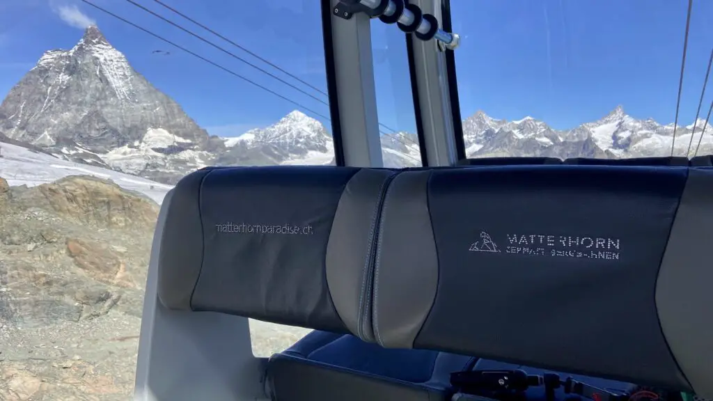 crystal ride matterhorn glacier paradise cable car ride with matterhorn mountain in the background