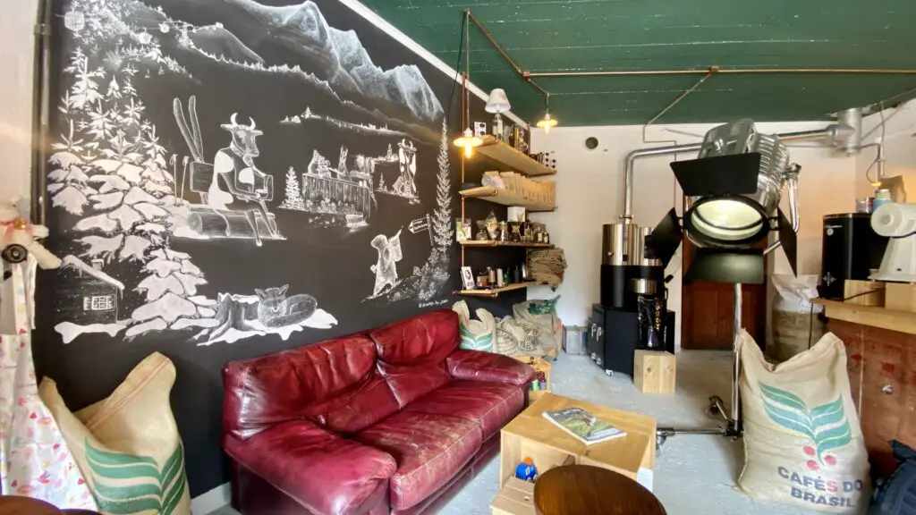 inside EigerBean cafe and coffee roastery in grindelwald switzerland 