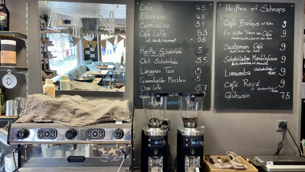 chalkboard menu at cafe liv murren switzerland