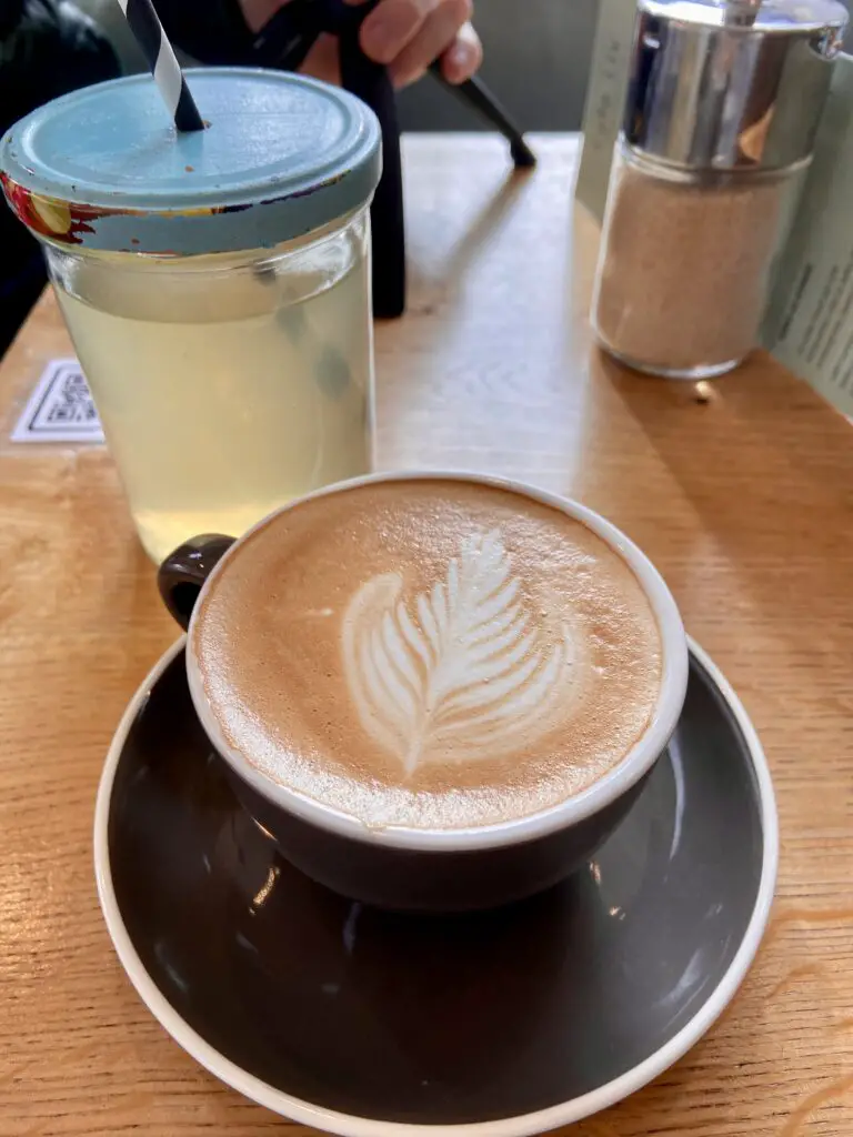 cappuccino and vanilla lemonade at cafe liv in murren switzerland