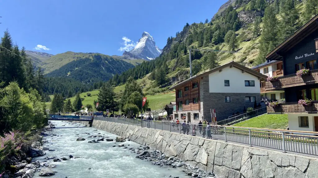 view of the Matterhorn from the Glacier Paradise cable car station in Zermatt Switzerland