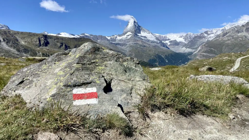 five lakes trail zermatt switzerland with view of matterhorn mountain