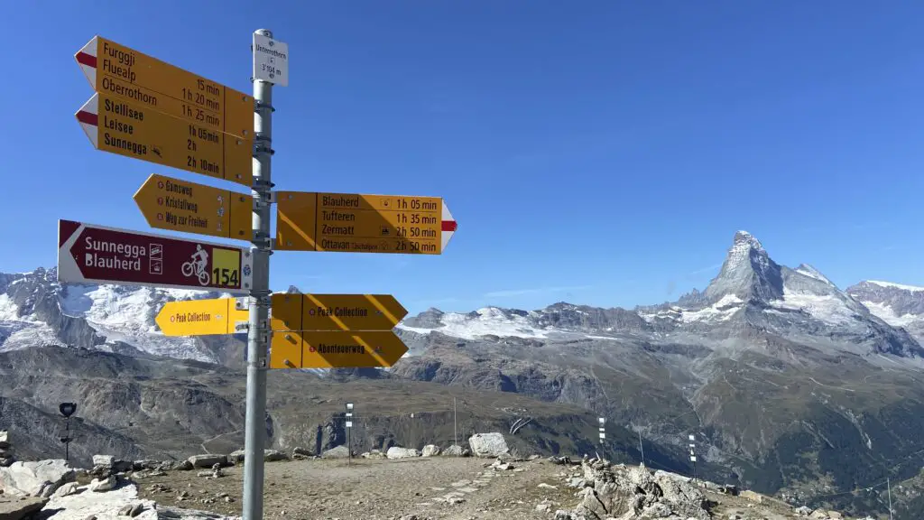 hiking from rothorn zermatt switzerland with matterhorn views