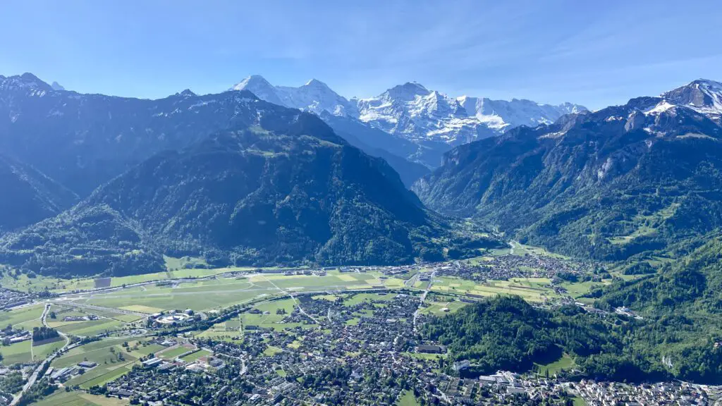 view from harder kulm panoramic restaurant view of the eiger, monch, jungfrau, interlaken, and wilderswil