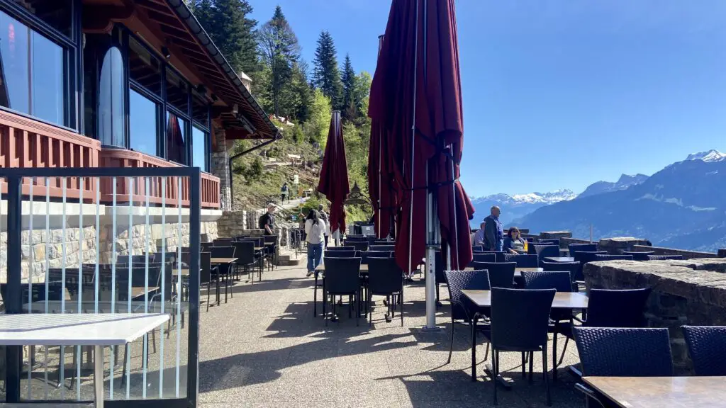 harder kulm panoramic restaurant terrace with tables and umbrellas