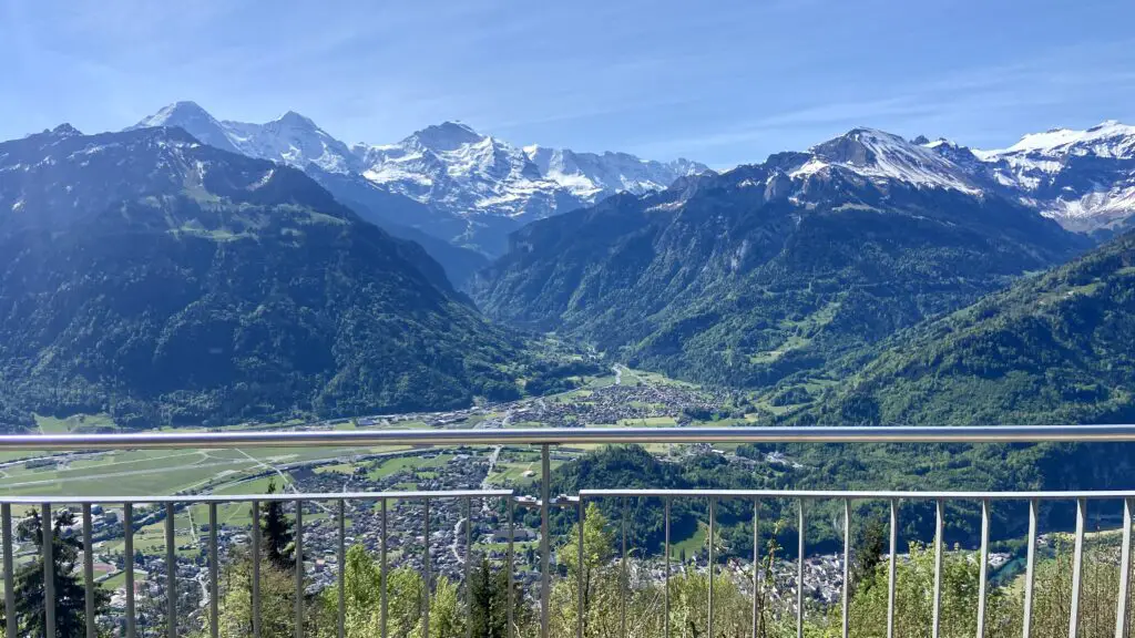 view from harder kulm over interlaken and the swiss alps in the jungfrau region