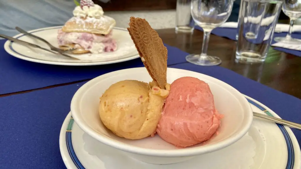 ice cream and dessert at restaurant zumsee furi zermatt switzerland