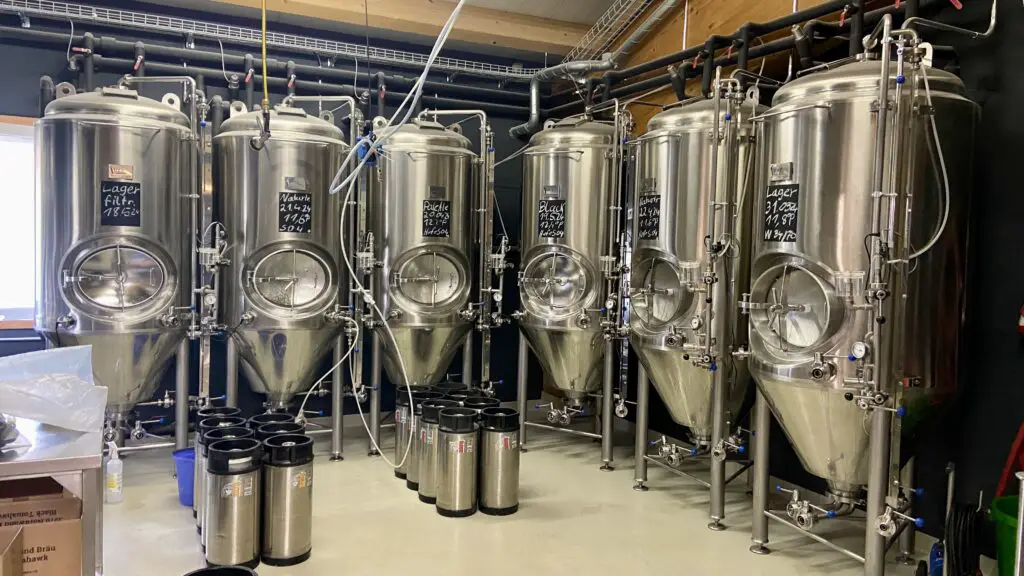 beer tanks inside of nordwand brewery grindelwald switzerland