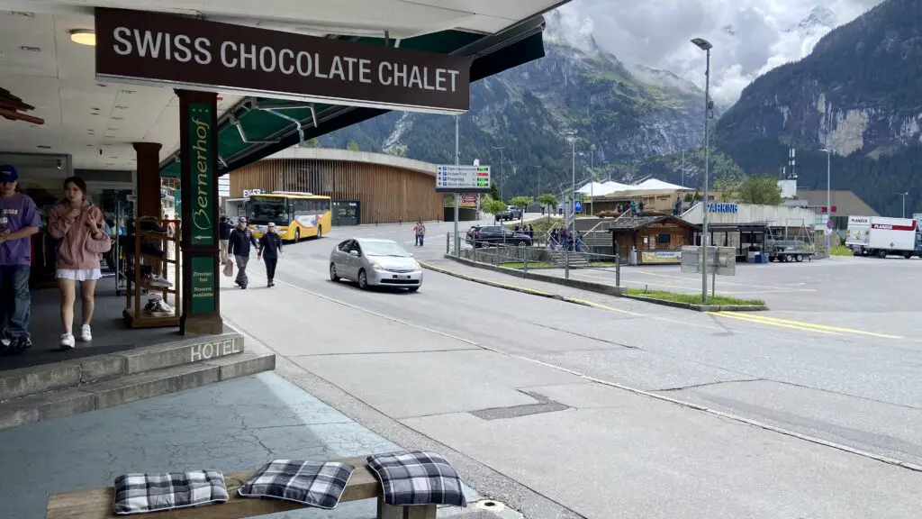 swiss chocolate chalet on the main street in grindelwald switzerland