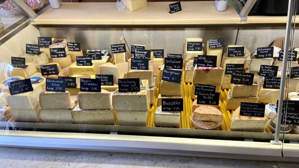 swiss cheese at molkerei gertsch cheese shop grindelwald switzerland