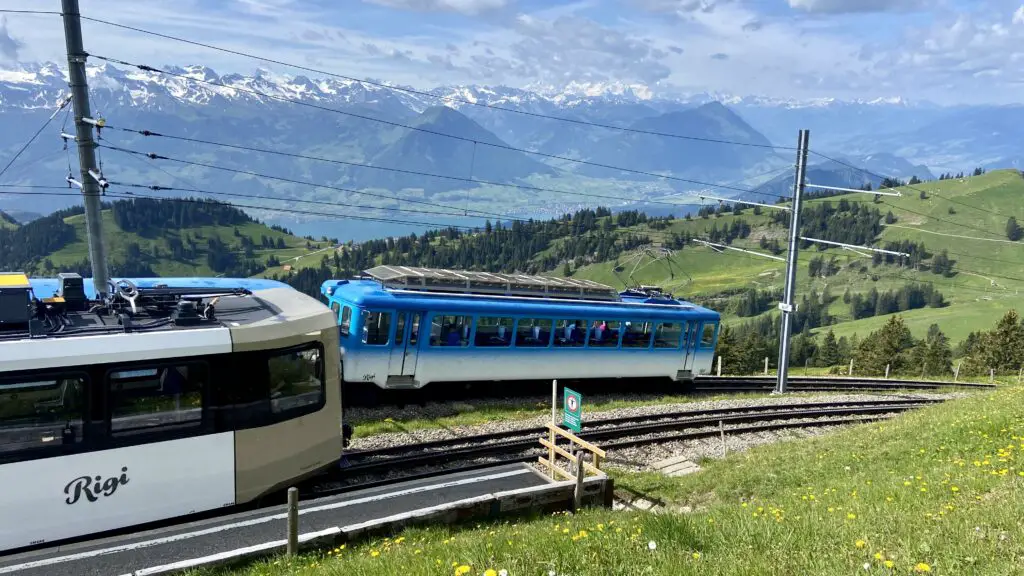 trains at the rigi kulm train station