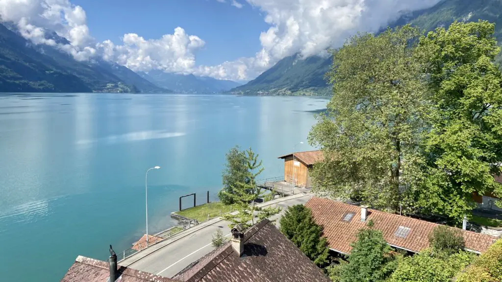 view of lake brienz brienzersee from brienz church