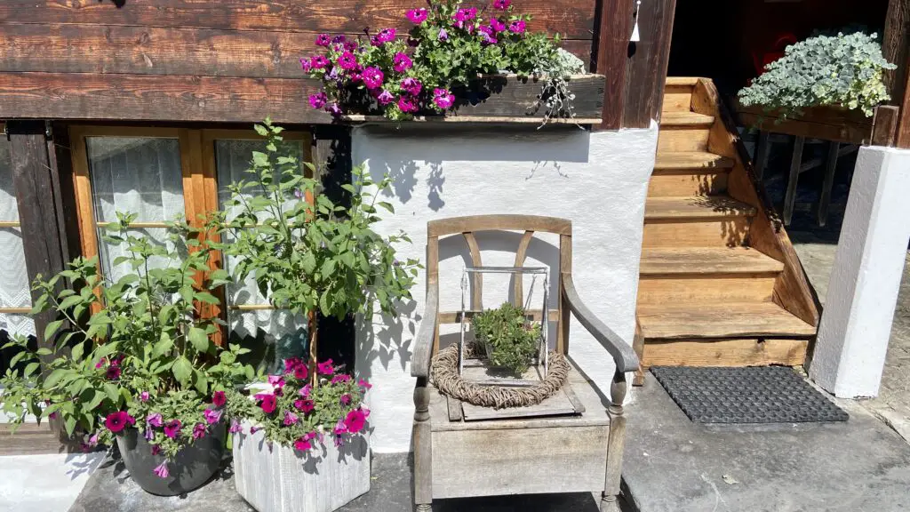 colorful flowers and potted plants on the second most beautiful street in the world brunngasse switzerland brienz