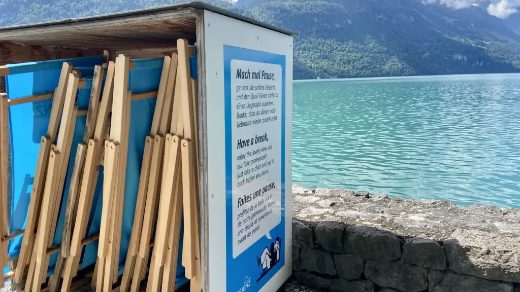 free chairs on brienz promenade brienz switzerland