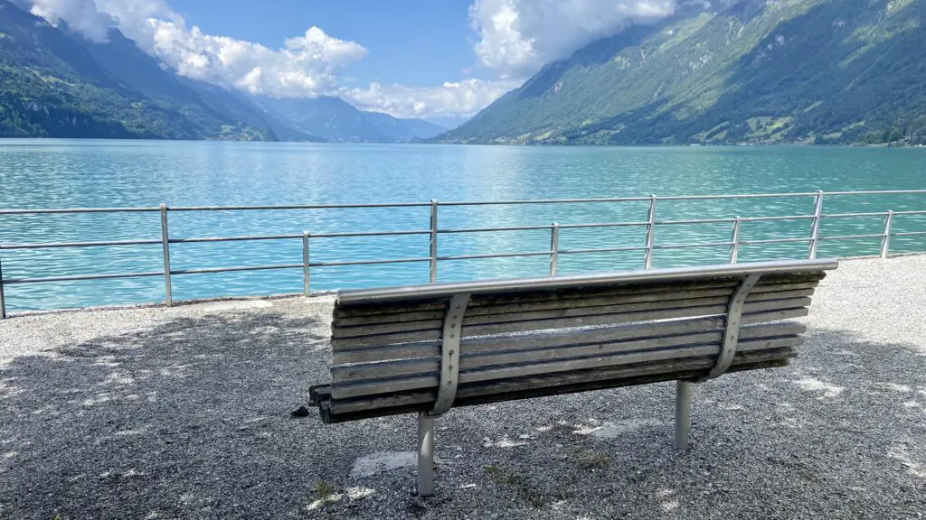 benches along the brienz promenade of lake brienz