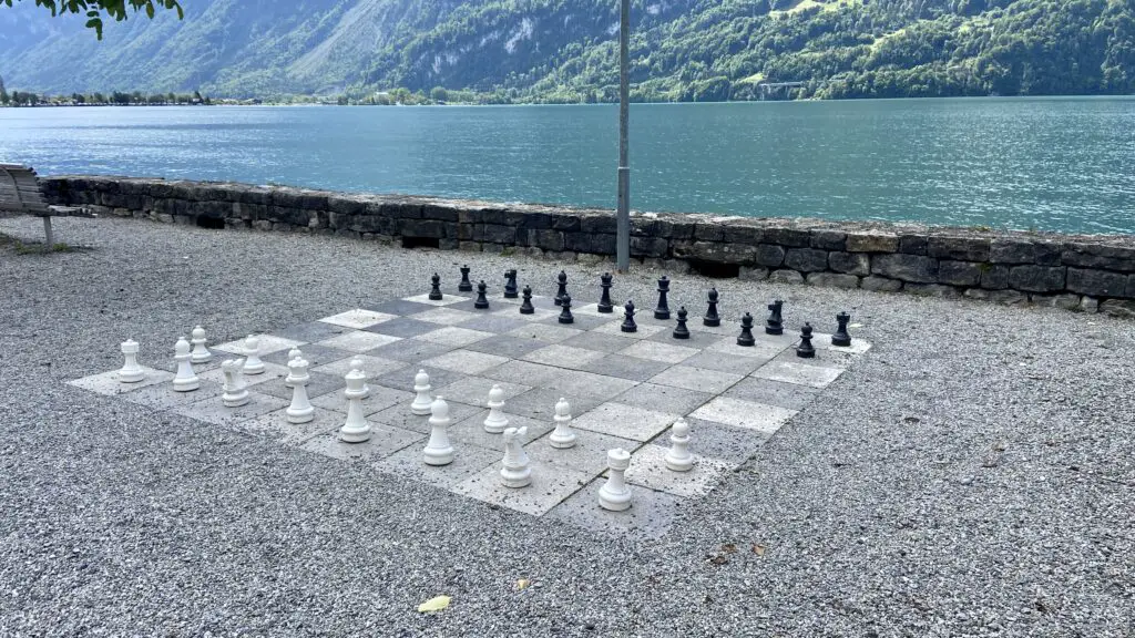 free chess on brienz waterfront path brienz switzerland and brienzersee