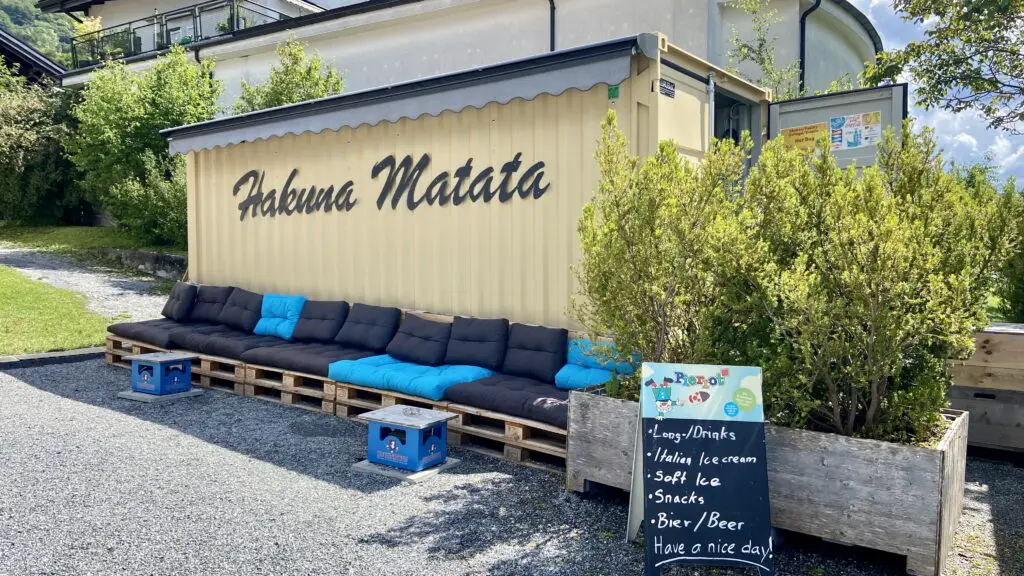 seating behind the brienz gelati food truck on the lake brienz promenade