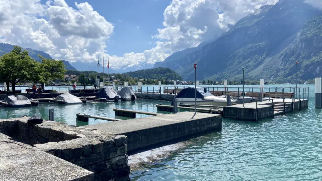 brienz boat dock on lake brienz switzerland