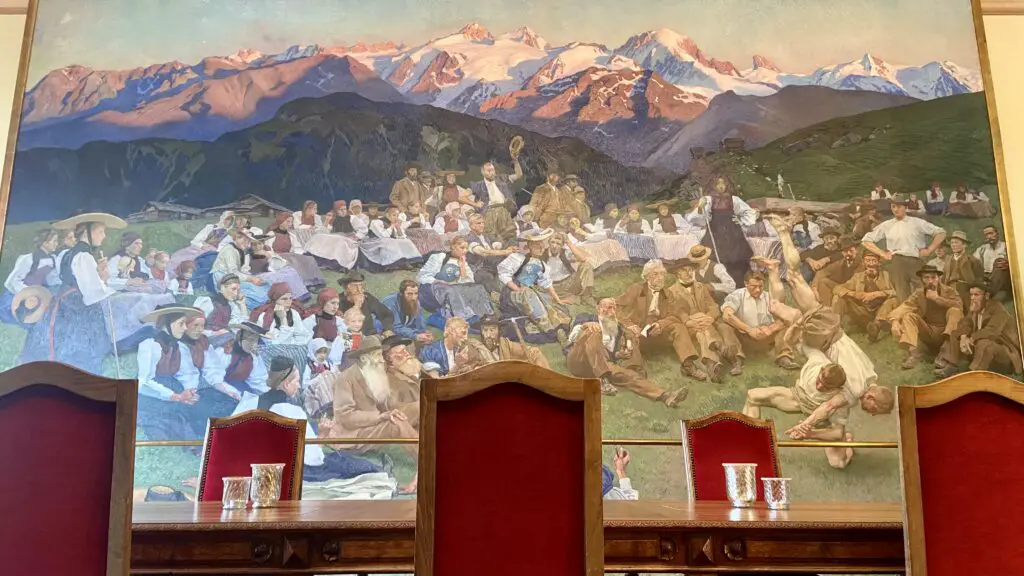 swiss painting mural at grandhotel giessbach 