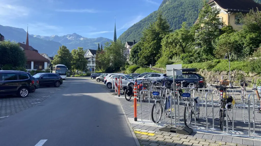 parking lot for stanserhorn cabrio in stans switzerland