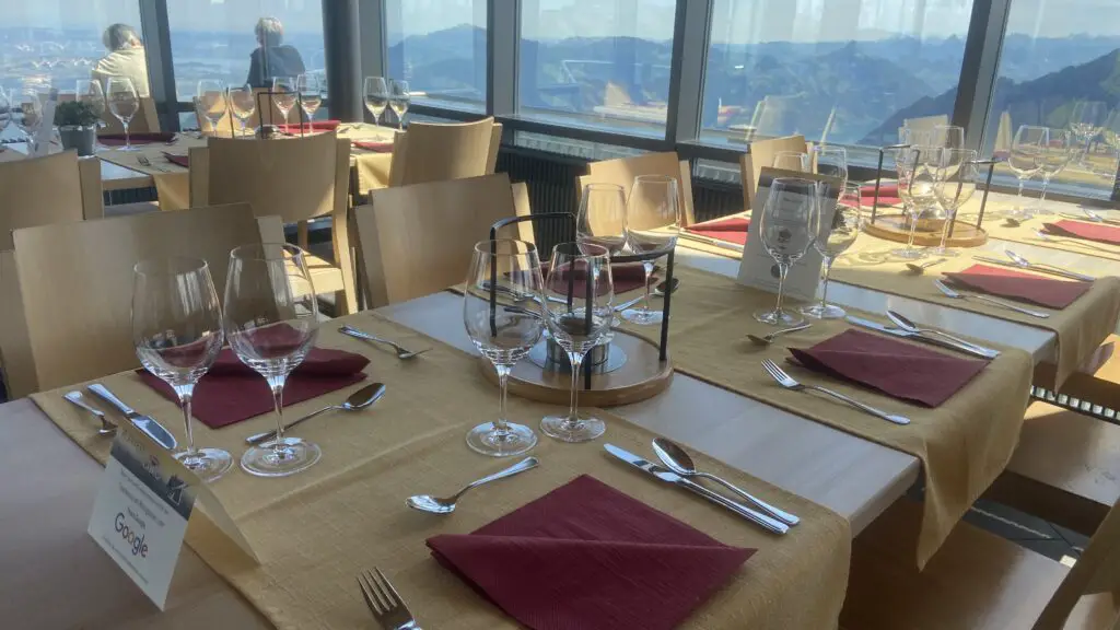 table setting at stanserhorn revolving restaurant