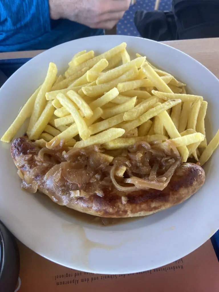 wurst and french fries at stanserhorn